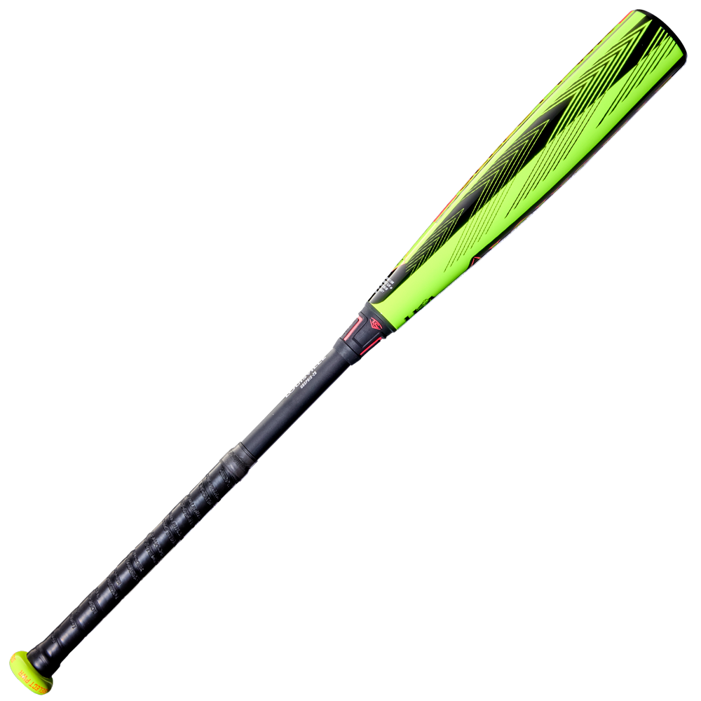 The 2026 Louisville Slugger Select PWR (-10) USA Baseball Bat (WBL4126010) features a neon green and black design, alloy barrel, textured black grip, and angular black patterns. Shown on a white background.