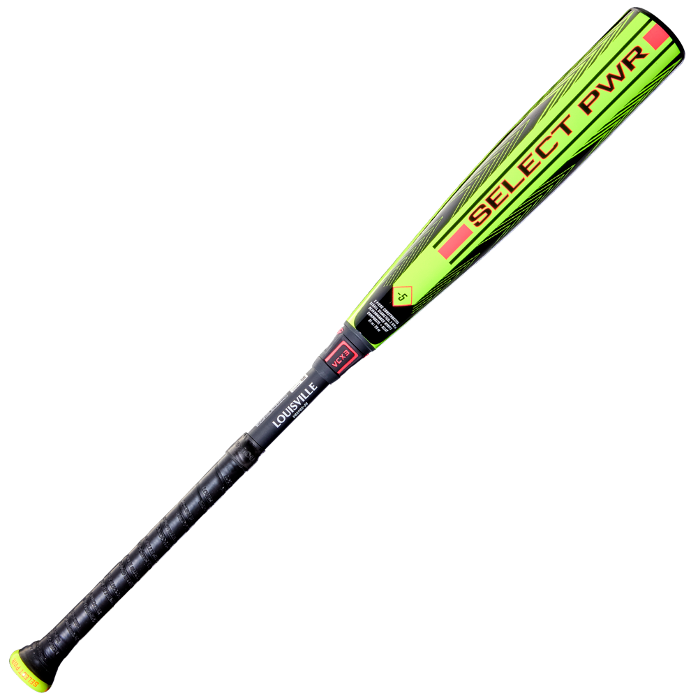 The 2026 Louisville Slugger Select PWR (-5) USA Baseball Bat (WBL4128010) features a black and neon yellow modern design, alloy barrel, black grip handle, and bold Louisville Slugger branding.