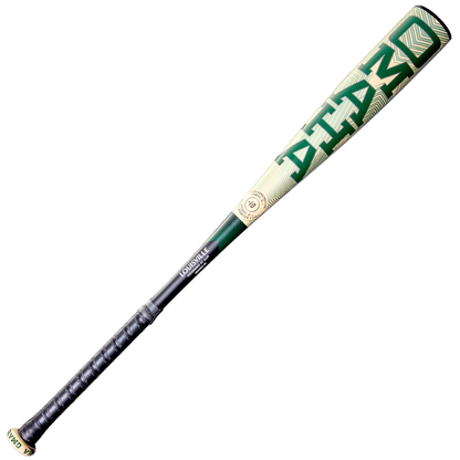 A green, black, and gold 2026 Louisville Slugger Omaha (-10) 2 5/8" USA Baseball Bat (WBL4130010) with a textured grip on the handle.
