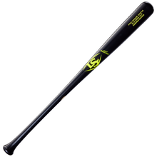 The Louisville Slugger Players Cut Maple Wood Baseball Bat (WBL4158010) by Louisville Slugger is displayed diagonally on a plain white background, featuring black and yellow accents.