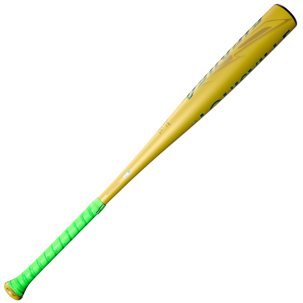 The 2026 Louisville Slugger Dynasty (-3) BBCOR Baseball Bat (WBL4162010) features a yellow and green one-piece alloy design, making it perfect for BBCOR baseball players.