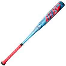 The 2026 Louisville Slugger Atlas (-5) USA Baseball Bat (WBL4166010) features bold red “ATLAS” lettering on a blue and red barrel, a red grip, and a modern design made from durable SL Hyper Alloy for youth players.