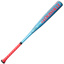 The 2026 Louisville Slugger Atlas (-5) USA Baseball Bat (WBL4166010) has a blue barrel with bold red "LOUISVILLE" letters, a red handle grip, and features durable SL Hyper Alloy construction, shown against a white background.