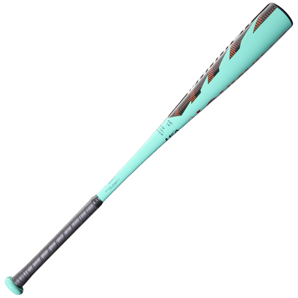 The 2026 Louisville Slugger Warrior (-10) 2 5/8" USA Baseball Bat (WBL4167010) is displayed on a white background, featuring a turquoise design with a black grip and grey, red, and black barrel accents.