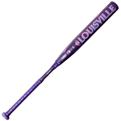 A purple and pink 2026 Louisville Slugger Kryo Thundernight (-9) Fastpitch Softball Bat (WBL4169010) with visible branding and GO-EX1 Barrel System logos is shown on a white background.