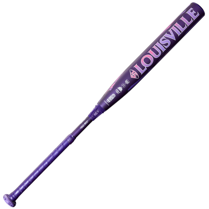 The 2026 Louisville Slugger Kryo Thundernight (-11) Fastpitch Softball Bat (WBL4171010) features a purple design with pink accents and “LOUISVILLE” boldly printed along the barrel.