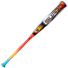 The 2026 Louisville Slugger Supra Starship (-10) USSSA baseball bat features a vibrant red, orange, and blue gradient handle, bold graphics, a composite barrel, and "SLUGGER" plus the Louisville Slugger logo on the barrel.