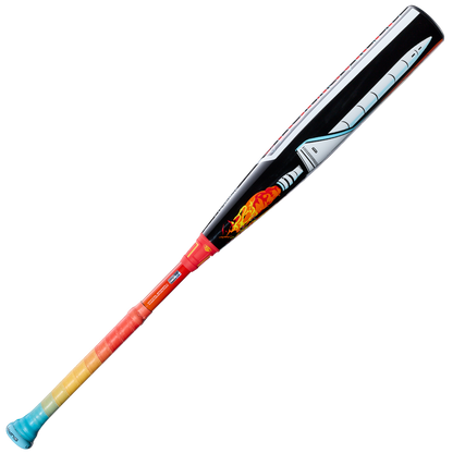 The 2026 Louisville Slugger Supra Starship (-8) USSSA Baseball Bat features a vibrant rocket ship design with launching flames on its composite barrel and a teal-to-orange fade handle—perfect for travel ball players.