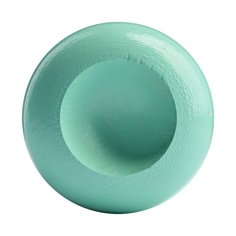 A mint-colored, round item with a smooth, glossy finish and a concave center—echoing the polished surface of the Louisville Slugger Genuine MIX Mint Wood Baseball Bat: WBL4191010 from Louisville Slugger—is photographed against a white background.