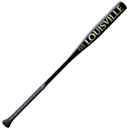 The Louisville Slugger Pro Prime Alloy Fungo (-13) 35″ Black Training Bat (WBL42010102235) features a sleek black design with a gray grip and bold green “LOUISVILLE” lettering along the barrel, making it the perfect training bat for coaches and players.