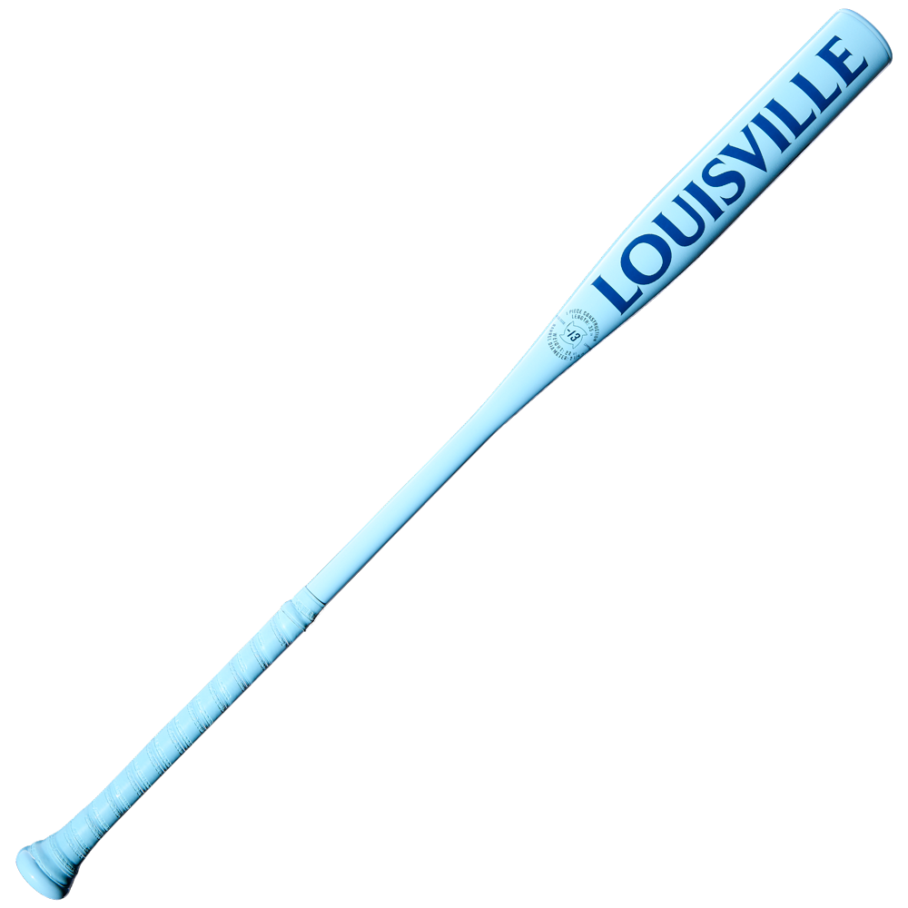 Introducing the Louisville Slugger Pro Prime Alloy Fungo (-13) 35″ Light Blue Training Bat (model WBL42060102235), featuring a vibrant light blue finish with bold dark blue “LOUISVILLE” lettering along the barrel. Built from durable Pro Prime Alloy, this versatile training bat is designed to meet the needs of both coaches and players.