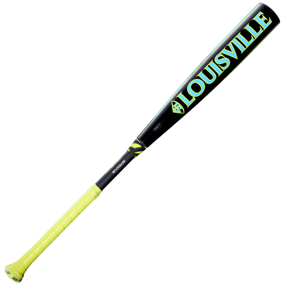 The 2026 Louisville Slugger Atlas Hybrid Green (-3) BBCOR Baseball Bat (WBL4231010) features an alloy barrel, neon yellow accents, LOUISVILLE in large yellow letters on the barrel, and a neon yellow grip.