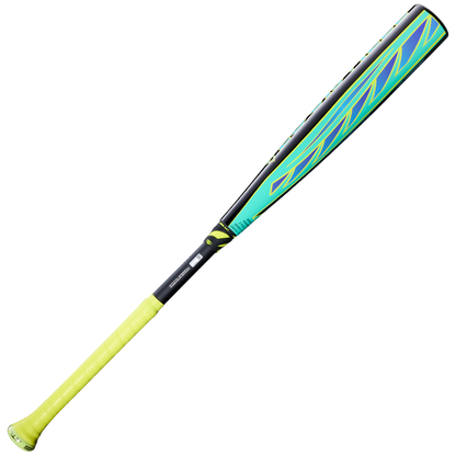 The 2026 Louisville Slugger Atlas Hybrid Green (-3) BBCOR Baseball Bat (WBL4231010) features a neon yellow handle, turquoise alloy barrel, and black and yellow-green geometric designs for a sleek, modern look.