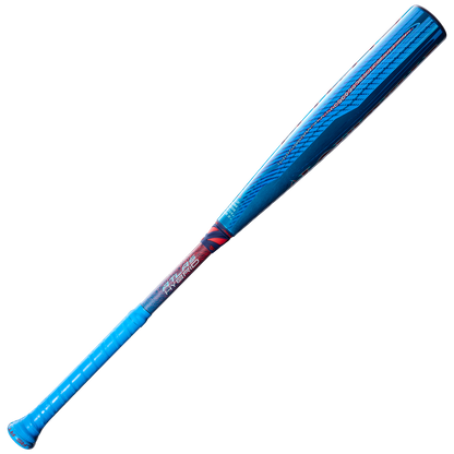 The 2027 Louisville Slugger Atlas Hybrid (-3) BBCOR Baseball Bat (WBL4246010) features a blue finish with black and red accents, textured grip, sleek design, and an EVOKE Alloy Barrel, displayed against a plain white background.