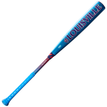 A 2027 Louisville Slugger Atlas Hybrid (-3) BBCOR Baseball Bat (WBL4246010) in blue and red, featuring LOUISVILLE prominently on the EVOKE Alloy Barrel, displayed against a white background.