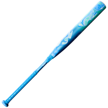 The 2027 Louisville Slugger Kryo2 (-10) Fastpitch Softball Bat (WBL4269010) features swirling abstract blue, green, and white patterns on the barrel and is shown on a plain white background.