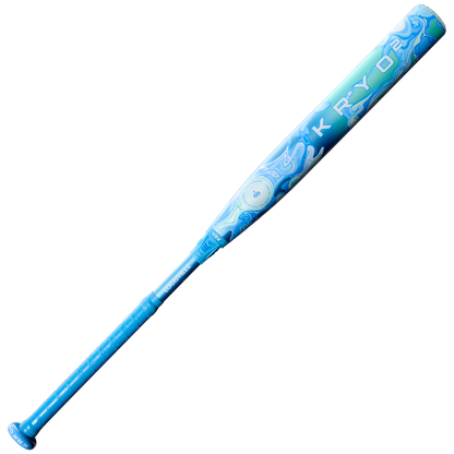 The 2027 Louisville Slugger Kryo2 (-8) Fastpitch Softball Bat (WBL4271010) features a blue and turquoise swirl design with bold KRYO lettering and the advanced GO-EX+ Barrel System for peak performance.