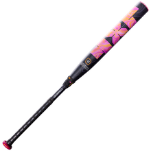 Introducing the 2027 Louisville Slugger LXT (-11) Fastpitch Softball Bat (WBL4276010), a bat featuring a black handle and a barrel adorned with an eye-catching pink, orange, and purple marbled design. Showcasing Louisville Slugger branding near the handle, this sleek and modern fastpitch bat offers a balanced swing weight to deliver smoother, more powerful hits.