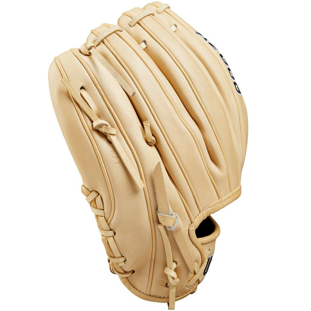 The Wilson A2000 1786 11.5" Baseball Glove (WBW102072115) features visible stitching, an open wrist, and finger slots on the back, expertly crafted from durable Pro Stock leather.