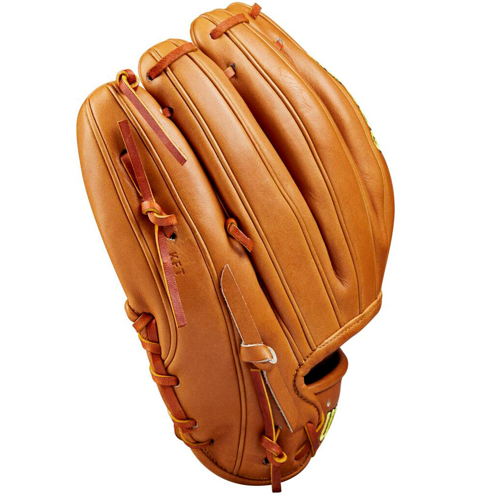 The Wilson A2000 1786 11.5" Baseball Glove (WBW102073115) features tan Pro Stock leather with visible stitching and laces, partially closed to highlight the smooth, clean pocket and finger slots. Brand new from Wilson.