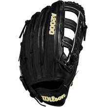 The Wilson A2000 1810 12.75" Baseball Glove (WBW1020831275) features black Pro Stock leather with white text for outfield play, combining durability with Wilson’s signature quality.