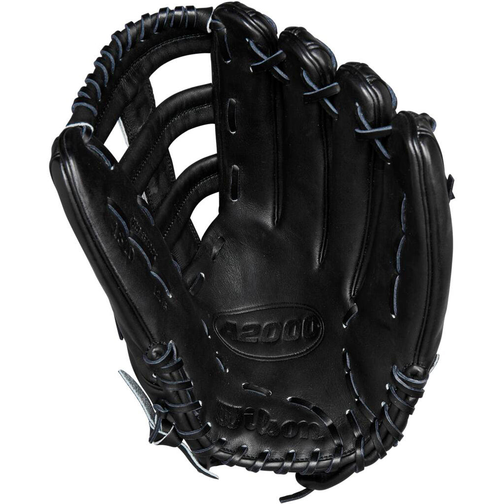 The Wilson A2000 1810 12.75" Baseball Glove (WBW1020831275) is a black leather outfield glove made from Pro Stock leather, featuring visible stitching and the Wilson brand embossed on the palm.