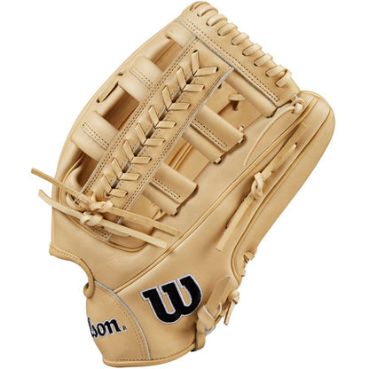 The Wilson A2000 1810 12.75" Baseball Glove (WBW1020881275) features a tan Pro Stock® leather build, basket webbing, black and white embroidery, and visible leather lacing.