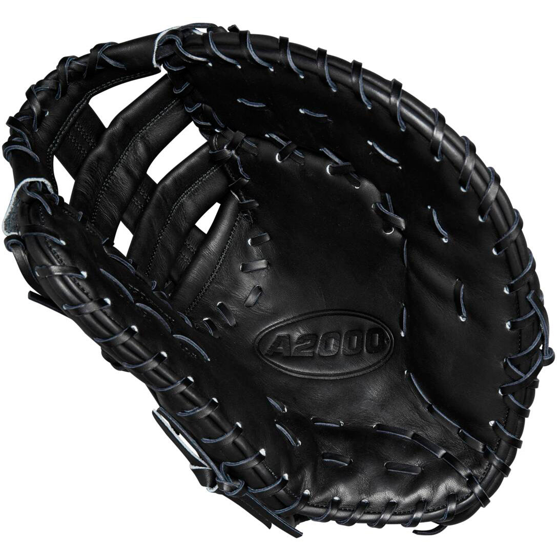 The Wilson A2000 1679 12.5" Baseball First Base Mitt (WBW102095125) features black Pro Stock leather, visible stitching, and the model number embossed in the center of the pocket.