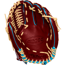 A close-up of the Wilson A2000 D33 11.75" Baseball Glove (Winter 2024: WBW1025251175), crafted from durable Pro Stock leather.