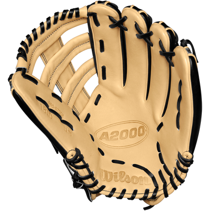 The Wilson A2000 1810 12.75" Baseball Glove (WBW1025271275) features tan Pro Stock leather with black lacing, a webbed pocket, visible stitching, and embossed Wilson and A2000 logos on the palm. Winter 2024 edition.