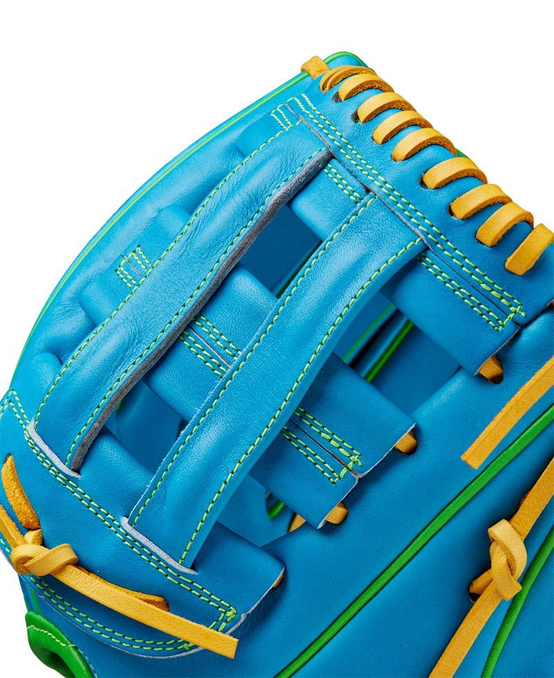 A close-up of the Wilson A2000 PP05 11.5" Baseball Glove (SPRING 2025: WBW102548115), expertly crafted from premium Pro Stock® leather.