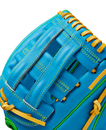 A close-up of the Wilson A2000 PP05 11.5" Baseball Glove (SPRING 2025: WBW102548115), expertly crafted from premium Pro Stock® leather.