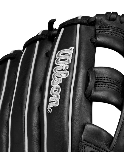 A close-up of the Wilson A1000 1750 12.5" Baseball Glove (WBW102585125), crafted from premium full-grain leather and inspired by Mookie Betts.