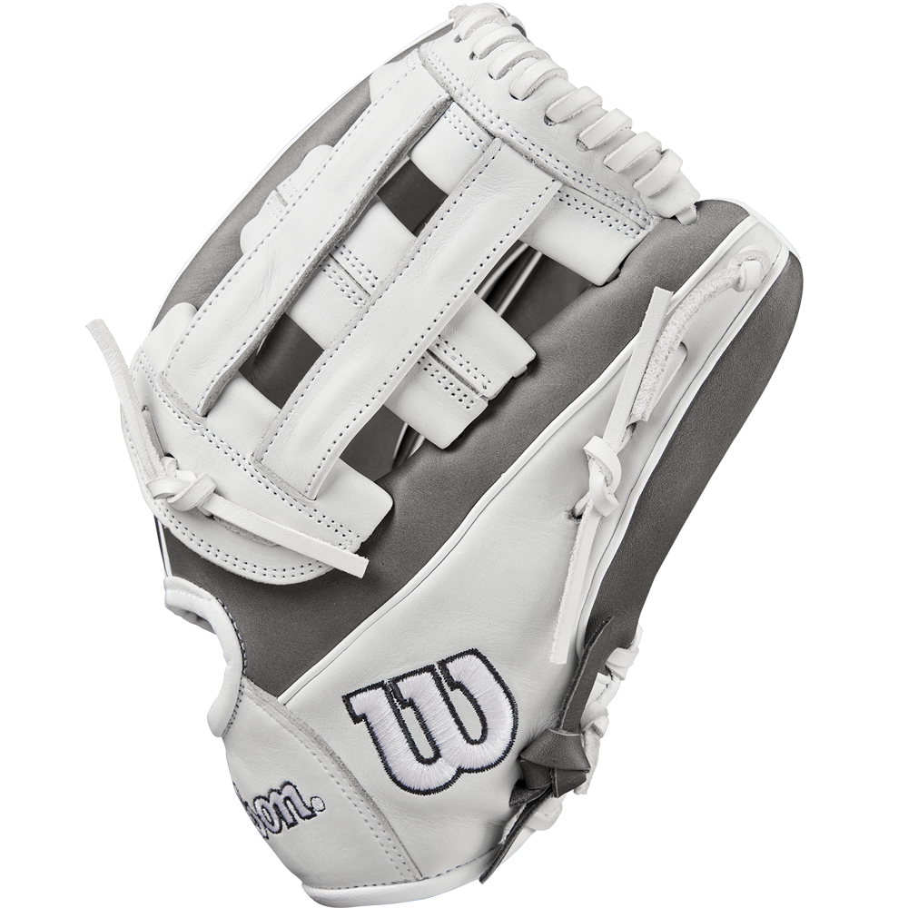 A close-up of the Wilson A1000 IF12 12" Fastpitch Glove (WBW10259112) by Wilson, expertly crafted from Full Grain leather.