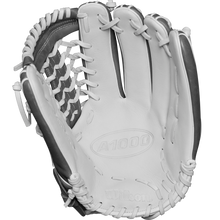 The Wilson A1000 T125 12.5" Fastpitch Glove (WBW102596125) by Wilson, made from full grain leather, sits on a white background—perfect for outfield fastpitch softball players.