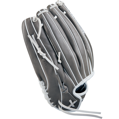 The Wilson A1000 T125 12.5" Fastpitch Glove (WBW102596125) by Wilson is a full grain leather outfield glove, shown on a white background.