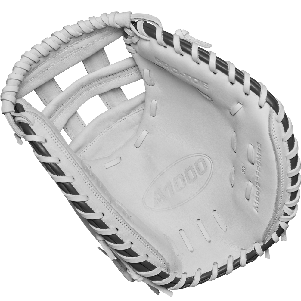 The Wilson A1000 CM33 33" Fastpitch Catcher's Mitt (WBW10260033) showcases expert Wilson craftsmanship in full grain leather, perfect for fastpitch softball catchers.