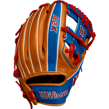 Displayed on a white background, the Wilson A2K 1786 11.5" Mookie Betts GM Baseball Glove (FALL 2024, WBW102616115) features premium Pro Stock Select leather for top infield performance and lasting durability.