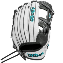 A Wilson A2000 H75SS 11.75" Fastpitch Glove (WBW1026231175) rests on a white background, highlighting its sleek design and premium Wilson materials.