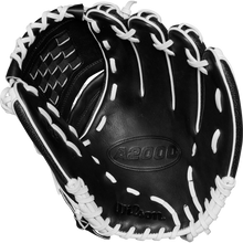 The Wilson A2000 P12 12" Fastpitch Glove (WBW10267512) in black and white is ideal for serious softball players.