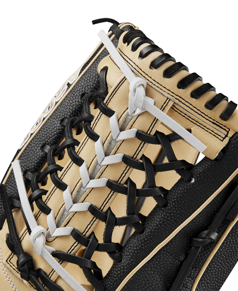 A close-up of the Wilson A2000 T125SS 12.5" Fastpitch Glove, featuring a Pro Laced T-Web design.