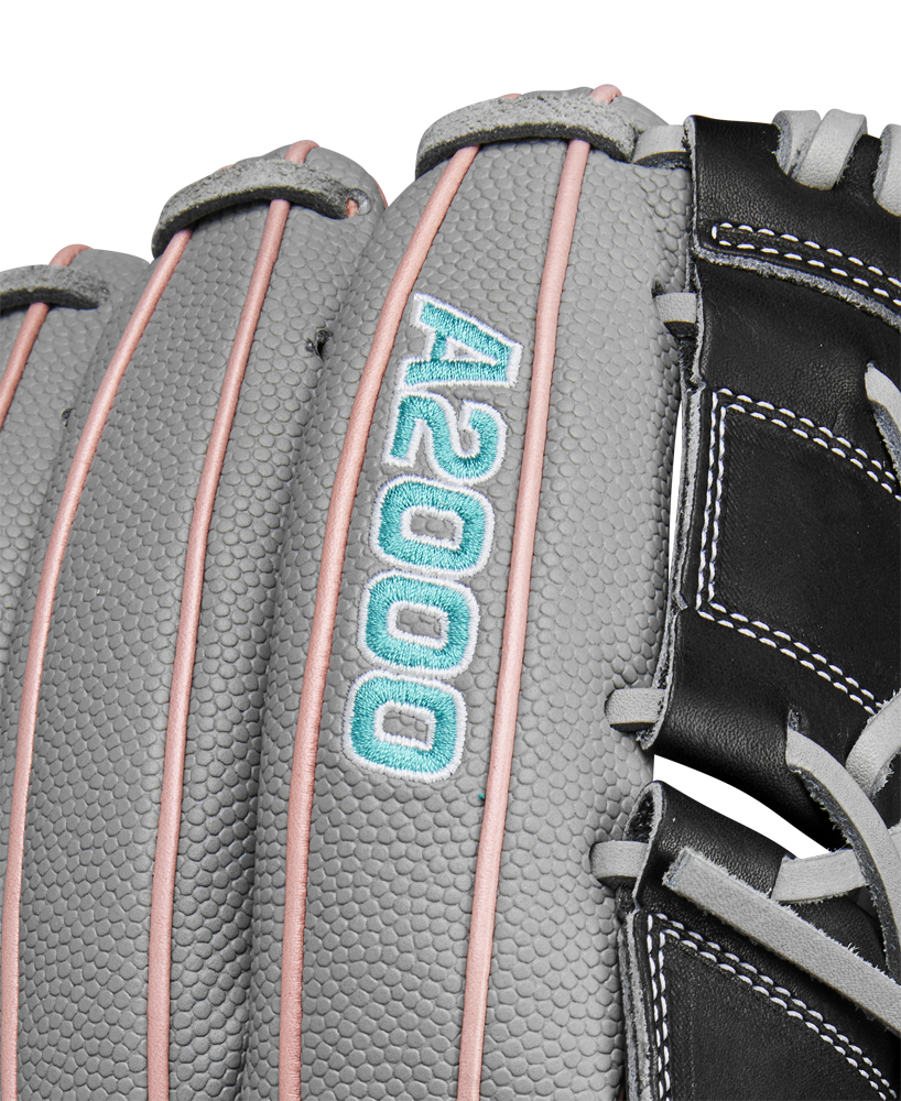 A close-up of the Wilson A2000 MA14SS 12.25" Fastpitch Glove, expertly crafted from premium Pro Stock leather.