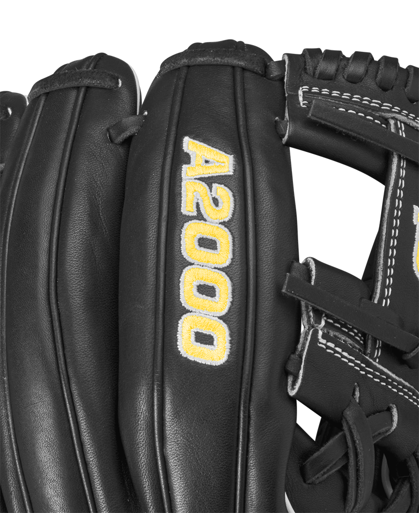 A close-up of the Wilson A2000 DP15 11.5" Baseball Glove (WBW102726115), showcasing its Pro Stock leather build and premium infield quality.