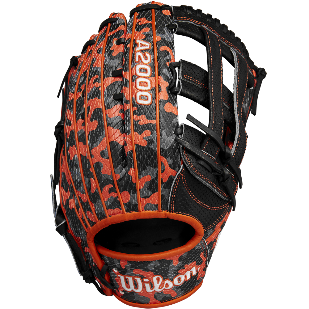 A close-up of the Wilson A2000 SC1777SS 12.75" Baseball Glove, GOTM October 2024 (WBW1027911275), expertly crafted from premium Pro Stock leather.