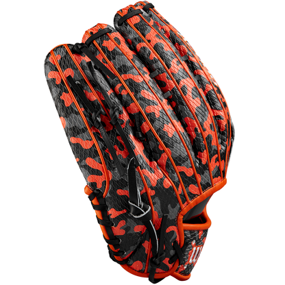 The Wilson A2000 SC1777SS 12.75" Baseball Glove - GOTM October 2024 features a unique camouflage design and is crafted from premium Pro Stock leather.