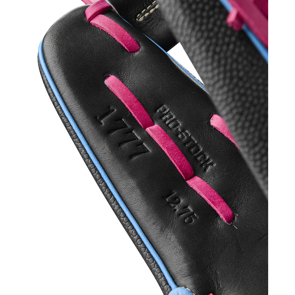 A close-up of the Wilson A2000 1777SS 12.75" Baseball Glove (WBW1032221275), showcasing its durable SuperSkin design for Summer 2025.