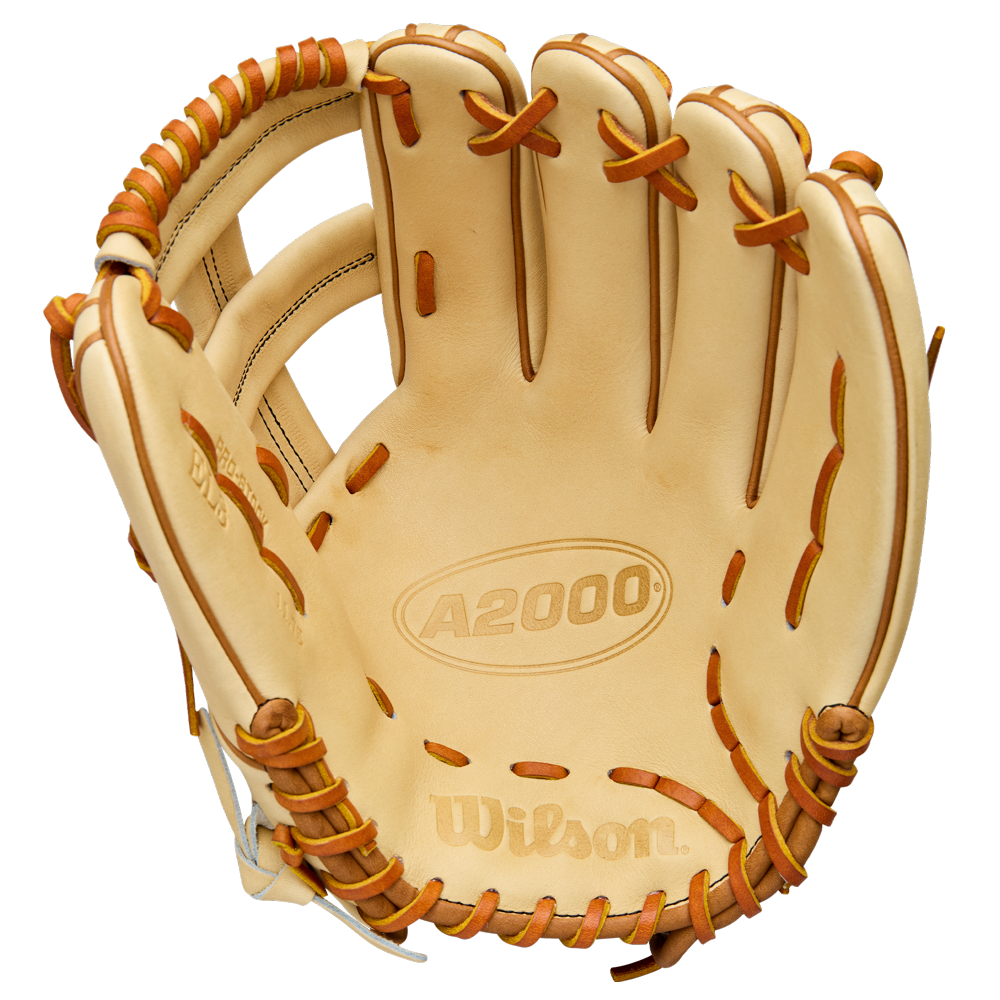 The Wilson A2000 EL3 11.75" Baseball Glove (WBW1041141175) features tan Pro Stock Leather with brown lacing, shown open to display its palm and webbing. The Wilson brand and A2000 model number are visible inside the glove.