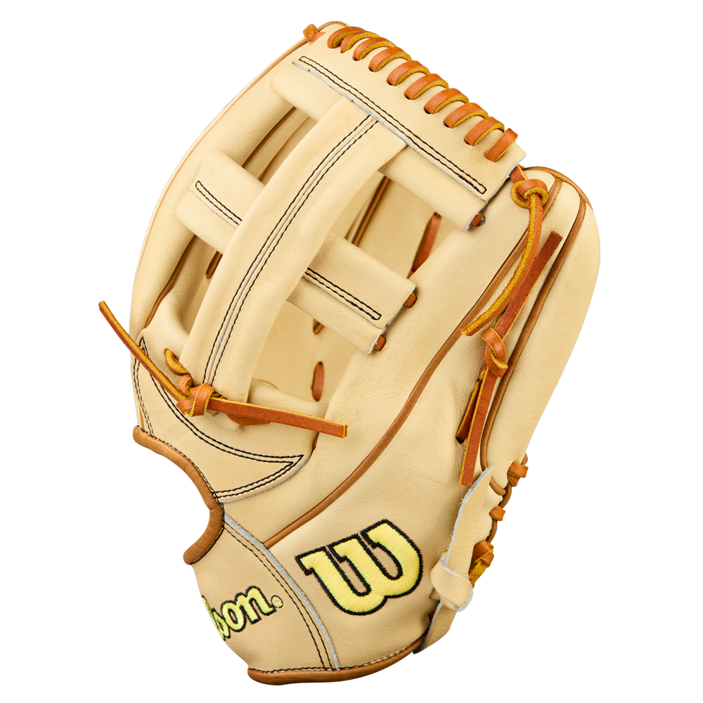 The Wilson A2000 EL3 11.75" Baseball Glove (WBW1041141175) features tan Pro Stock Leather, brown laces, and a black and yellow W logo, displayed on a white background.