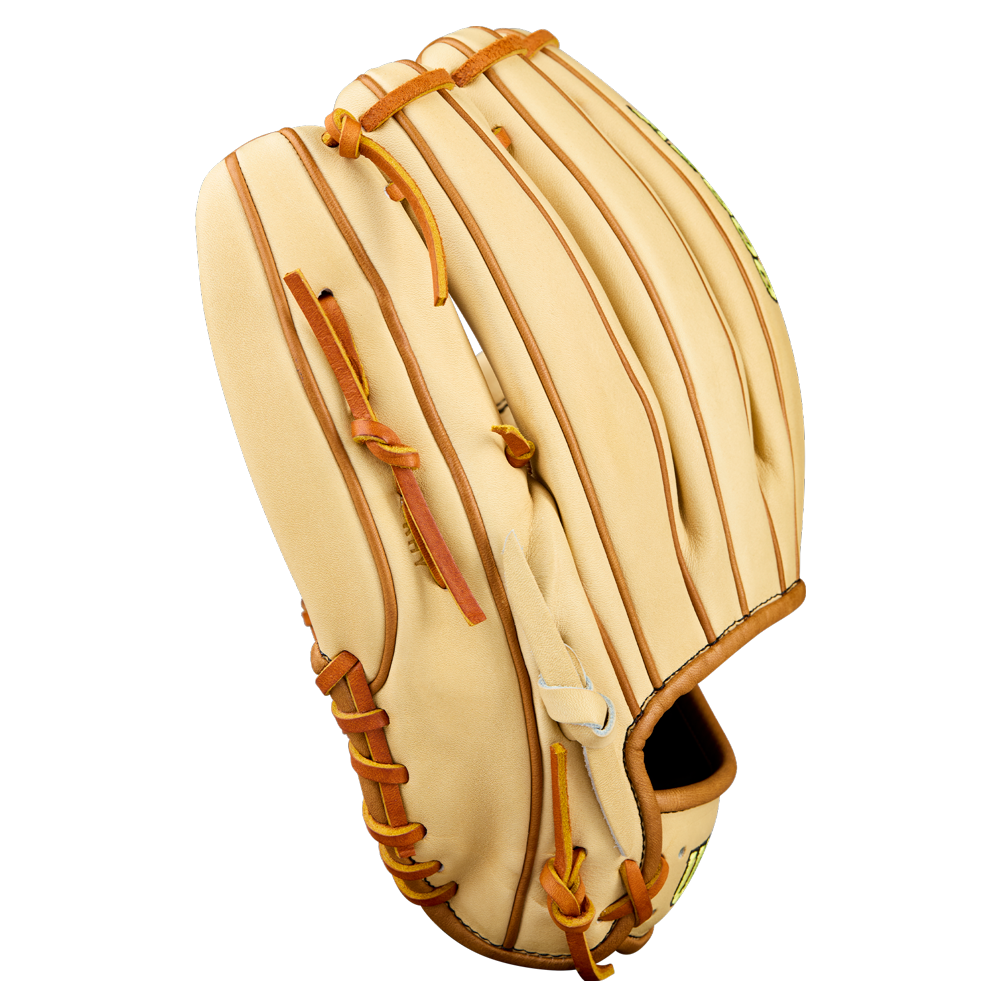 A Wilson A2000 EL3 11.75" Baseball Glove (WBW1041141175) with tan Pro Stock Leather and brown laces is pictured on a plain white background, back side up to showcase the stitching and finger slots.