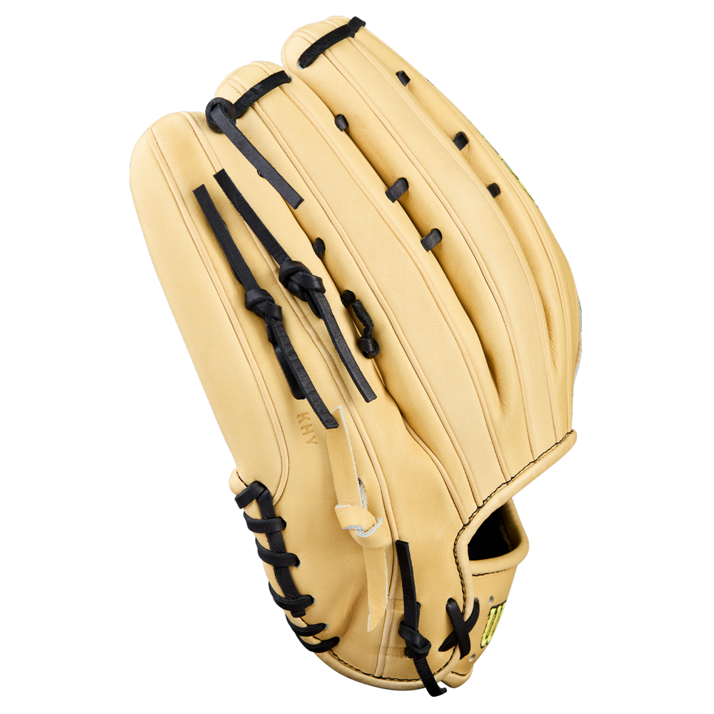 The Wilson A2000 1777 12.75" Baseball Glove (WBW1041231275) by Wilson features a tan finish with black laces, visible stitching, and Pro Stock Leather, shown new and clean against a plain white background.